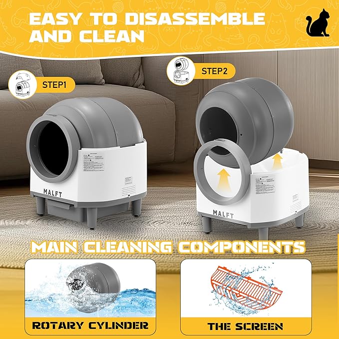 Automatic Cat Litter Box 90L, Self-Cleaning Litter Box - WiFi/Smart APP Control, Night Mode, Anti-Pinch Safety System for Multiple Cats, Includes Premium Mat & Waste Bags