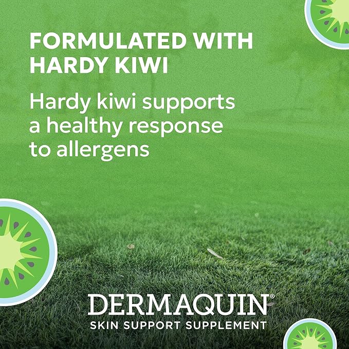 Nutramax Dermaquin Skin Support Supplement for Small to Medium Dogs and Cats, Supports Healthy Response to Allergens, with Hardy Kiwi, Omega-3s, and More, Tasty Soft Chews, 60 Count