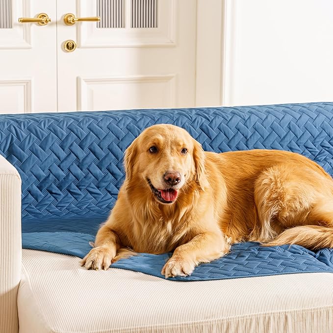 gogobunny 100% Double Sided Waterproof Dog Blanket Soft Pet Bed Cover Reversible Protect Furniture Couch Sofa Car for Puppy Cat Kids (Dark Blue/Light Blue, 30x30 Inch (Pack of 1))