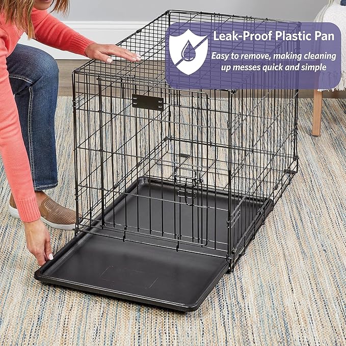 MidWest Homes for Pets 30-Inch iCrate Folding Dog Crate with Divider Panel, Leak-Proof Tray & Secure Latches – Metal Wire Kennel for Medium Breeds – Portable, Durable & Easy to Assemble