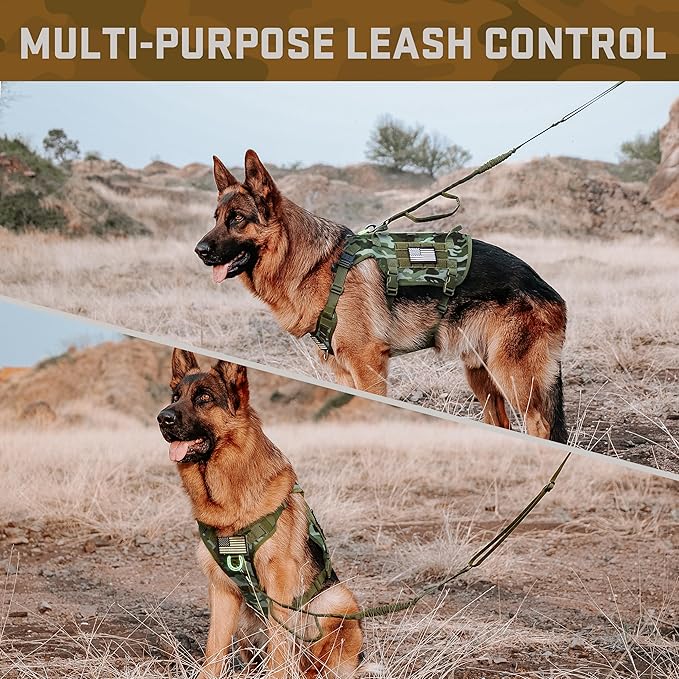 Forestpaw Dog Harness Medium Sized,Tactical Dog Harness with Handle,No Pull Military Style Service Dog Vest with Pockets Adjustable for Medium Large Dogs,Camouflage Green,Chest 21.5-45"