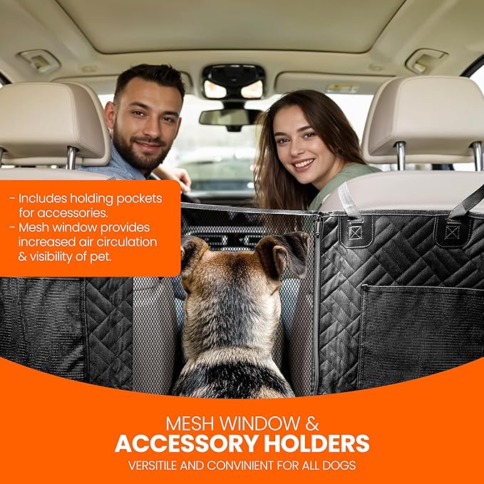 Dog Back Seat Cover Hard Bottom - 2025 Upgraded Materials - 6.4mm Support Boards Holds 400lbs - Waterproof Dog Hammock for Car, SUV & Truck - Pet Seat Cover for Back Seat - Backseat Extender for Dogs