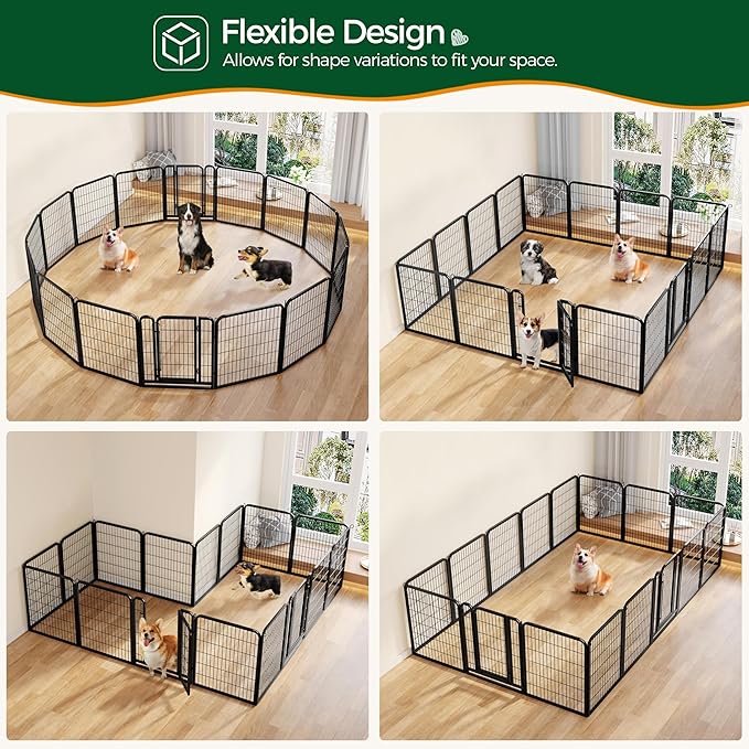 Yaheetech Dog Playpen Outdoor, 32 inch 12 Panels Dog Pen Indoor Heavy Duty Puppy Exercise Pen Metal Pet Fence for RV Camping/Yard/Garden