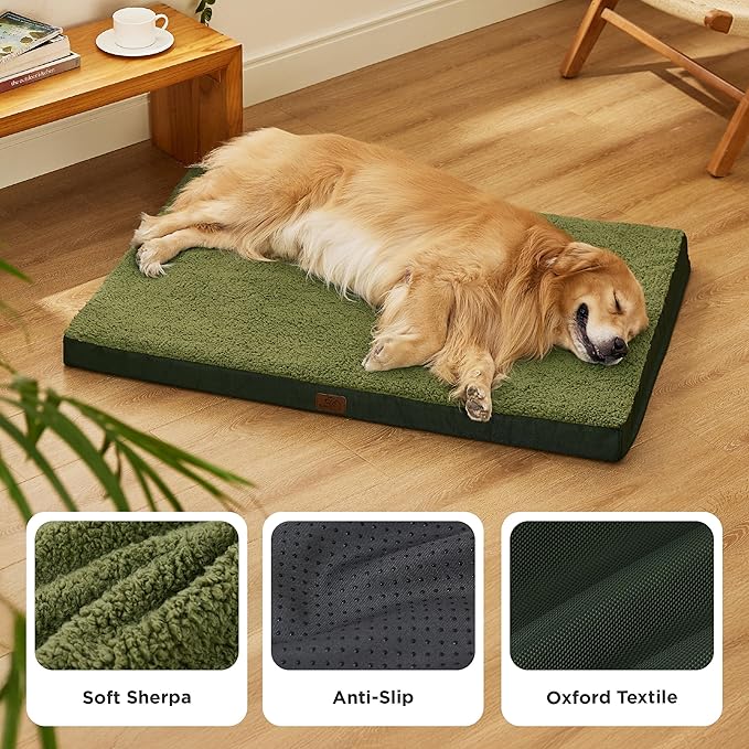 Bedsure XL Dog Beds Large Sized Dog -Orthopedic Flat Extra Large Pet Beds with Removable Washable Cover, Egg Crate Foam Mat, Suitable for Pet Up to 100 lbs