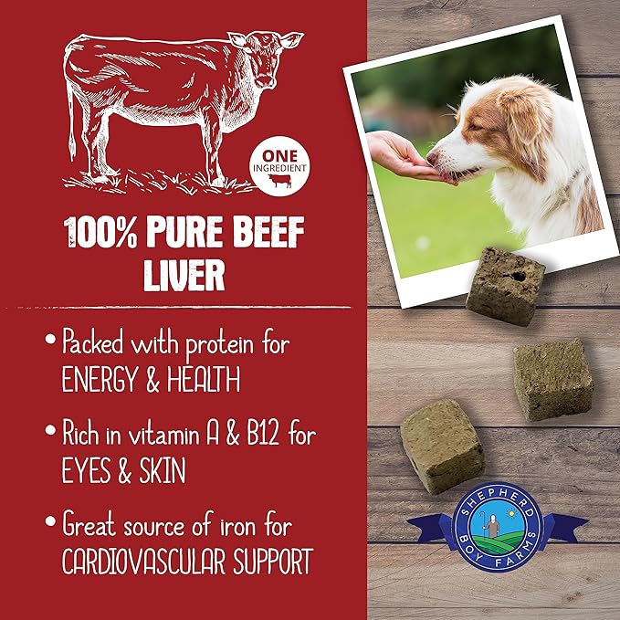 Freeze Dried Dog and Cat Treats, Beef Liver, All Natural Single Ingredient Freeze-Dried Dog Treat & Snacks, Made in USA, High Protein, Essential Nutrition of Raw Food, 3oz
