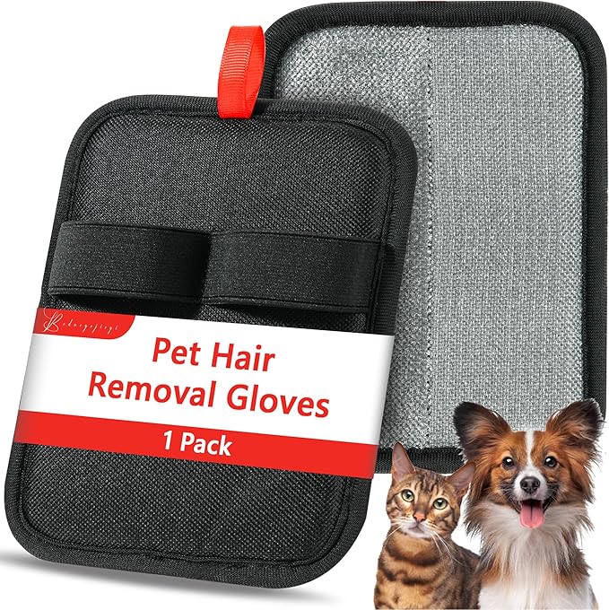 Pet Hair Removal Glove，Static Electricity Grooming Mitt Tool for Dogs & Cats - Remove Fur from Pets, Furniture, Car Seats， Clothing and Sofas