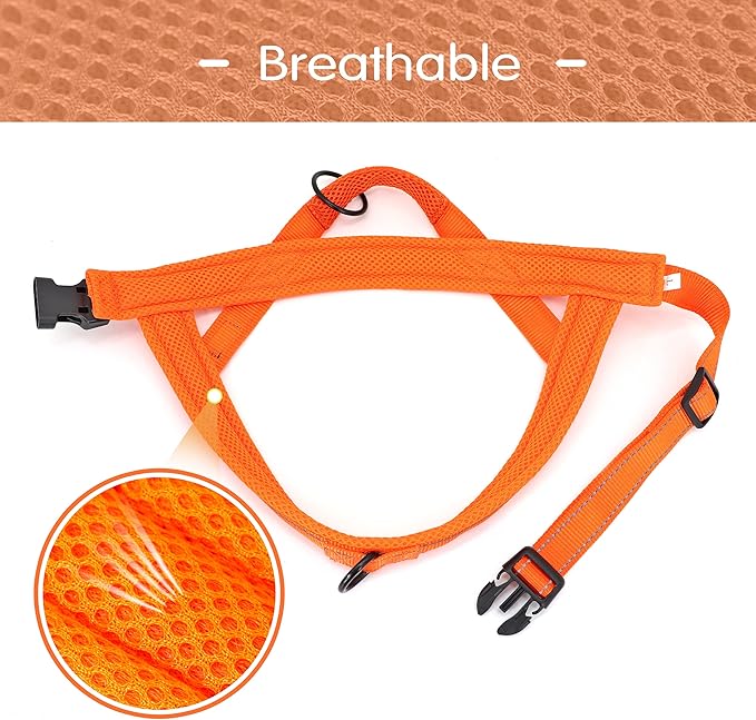 Didog No Pull Dog Harness with Soft Mesh Padded,Reflective & Quick Fit Light Weight Dog Strap Vest Harness,Easy for Walking Training (L:Chest 26-32", Orange)