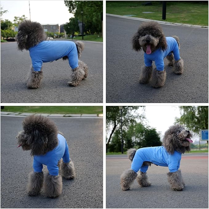 LoveLongLong Dog Jumpsuit with UV Protection and Quick-Dry Fabric for Spring Summer Pet Pajamas Sea Blue L