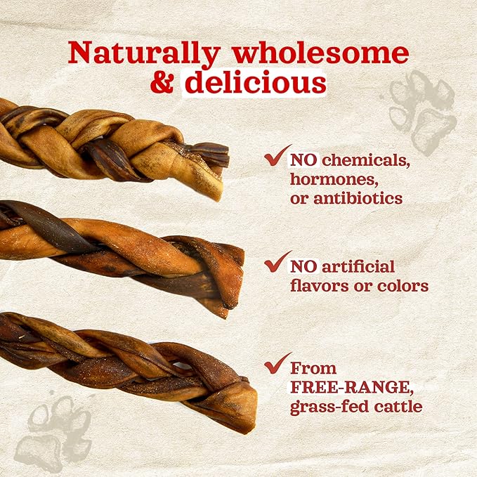 Natural Farm Braided Collagen Chews for Dogs (6 Inch, 5 Pack), Collagen Sticks, Natural Dog Chews, Long Lasting, for Small, Medium and Large Dogs, Odor-Free, Rawhide Alternative