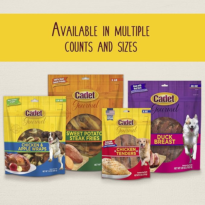 Cadet Gourmet Duck Breast Dog Treats - Healthy & Natural Dog Training Treats for Small & Large Dogs - Inspected & Tested in USA (3 oz.)