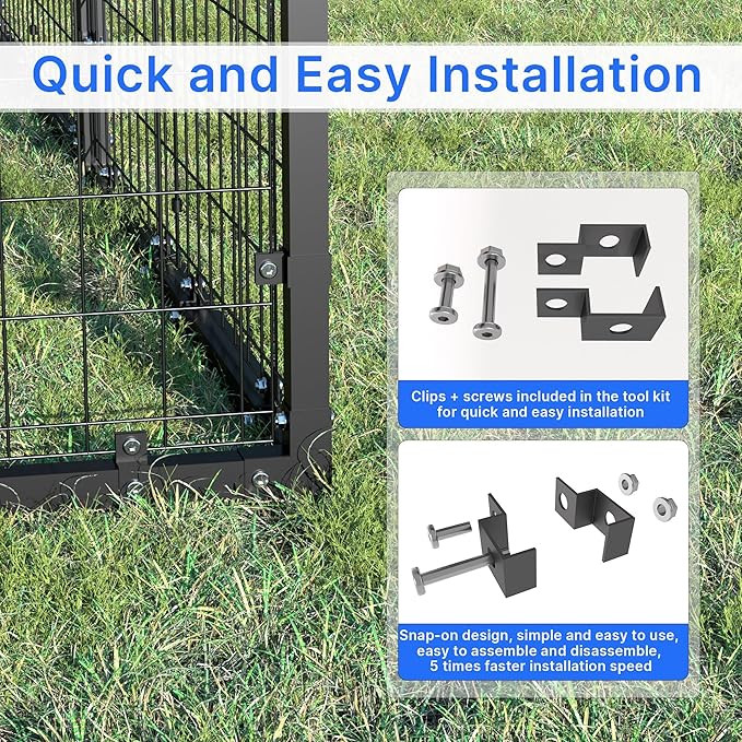 Kurapika 10x10x6 FT Heavy-Duty Outdoor Dog Enclosure, Galvanized Steel Fence, Dual Safety Lock & Weatherproof UV-Resistant Cover for Outdoor Spaces Yard, Garden & Patio