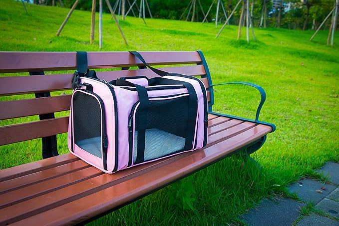 Soft Sided Carrier for Small Medium Cats Dogs,TSA Airline Approved Collapsible Travel Pet Carrier Medium Pink