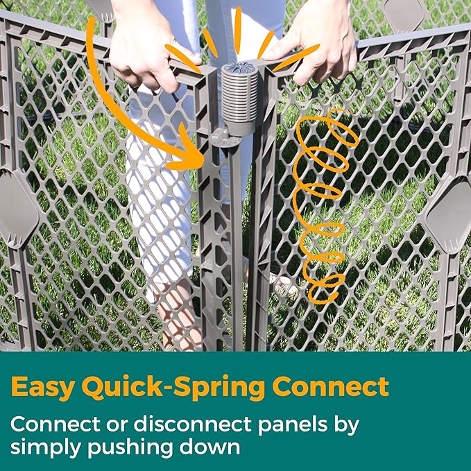 MyPet Petyard: 5.5 Ft. Wide Customizable Folding Dog Playpen Indoor/Outdoor. Made in USA. 6-Panel Puppy Playpen. Freestanding Play Pen Dog Gate 26" Tall, Fieldstone