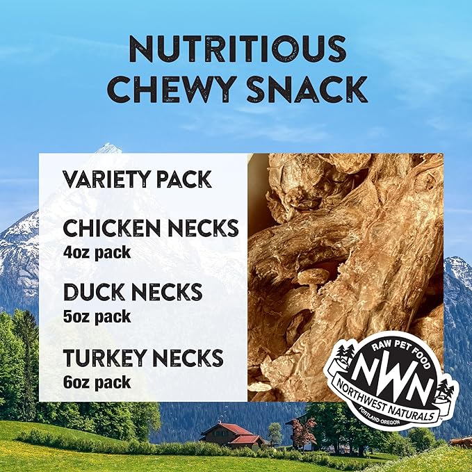Northwest Naturals Freeze-Dried Raw Rewards Variety Pack for Dogs & Cats - Duck (4 Oz), Chicken (5 Oz), Turkey (6 Oz) - Healthy, 1 Ingredient, Human Grade Ingredients, Natural, Made in USA (Pack of 3)