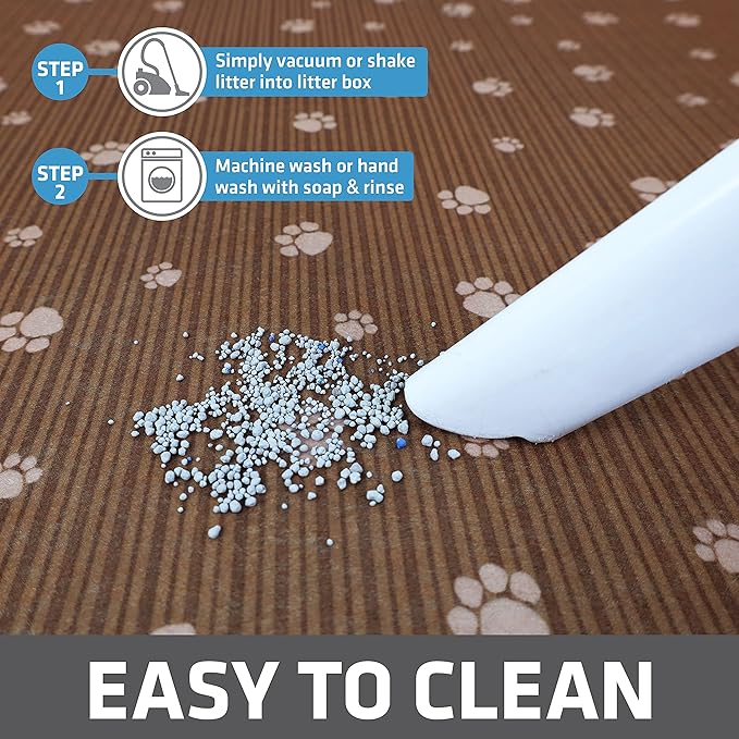 Drymate Original Cat Litter Mat, Contains Mess from Box, Protects Floors, Urine-Proof, Machine Washable, Soft on Kitty Paws, Absorbent, Waterproof (USA Made, Recycled Content) (20”x28”)(BrownTanPaw)