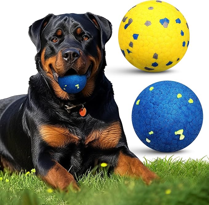 MISHMASH Vision Dog Ball Made with Premium Bite-Proof ETPU, Aggressive Chewers Waterproof Bouncy Interactive Dog Toy, Durable Tennis Ball for Medium to Large Breeds/Dogs/Puppies, (2 Pack)