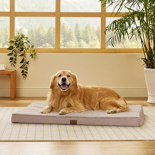 Bedsure Dog Beds Large Sized Dog - Extra-Large Orthopedic Waterproof Puppy Bed with Removable Washable Cover, Egg Crate Foam Pet Mat, Suitable for Pet Up to 100 lbs
