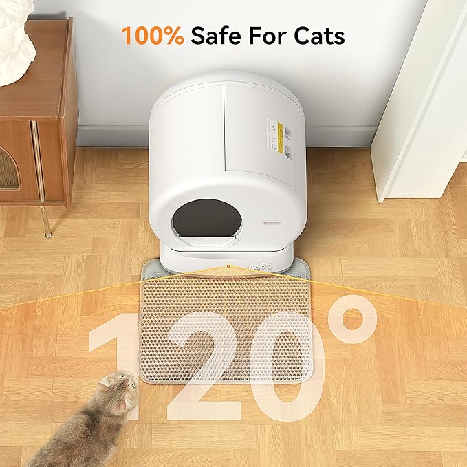 MeoWant Self Cleaning Cat Litter Box, Automatic Cat Litter Box with Integrated Safety Sensors, APP Control, Odor-Free, Large Capacity for Multi Cats with Mat & Liner