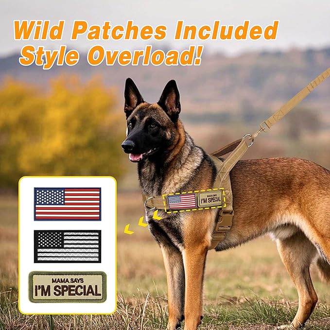 Forestpaw No Pull Dog Harness with Large Handle,Slip on Reflective Vest with Quick Release Buckle,Comfortable Flannel Lining for Medium Large Dogs Walking Training (Includes 3 Patches),Brown XL
