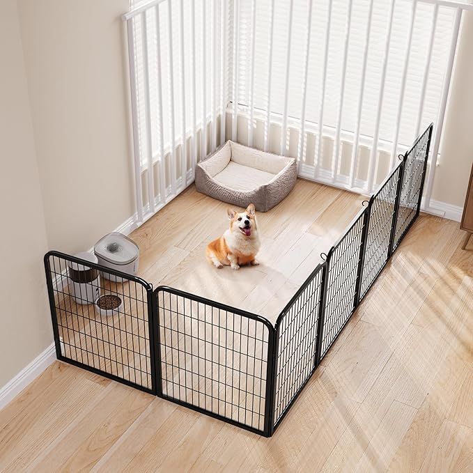 Yaheetech Dog Playpen Outdoor, 32 inch 4 Panels Dog Pen Indoor Heavy Duty Puppy Exercise Pen Metal Pet Fence for RV Camping/Yard/Garden