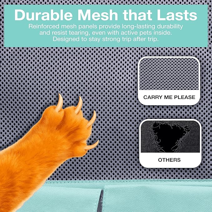 Pet Backpack Carrier for Small Dogs, Cats, Kittens, Rabbits – Airline Approved Travel Bag with Breathable Mesh and Padded Straps – Soft-Sided Cat Carrier Backpack for Hiking, Camping, Trips