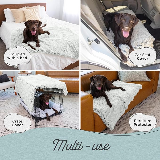 Best Friends by Sheri Calming Shag Dog Blanket – Ultra Soft Faux Fur Pet Throw, Anxiety-Relief, Lightweight Warm Bed Cover for Dogs and Cats, Machine Washable, Frost Gray, 40" x 50"