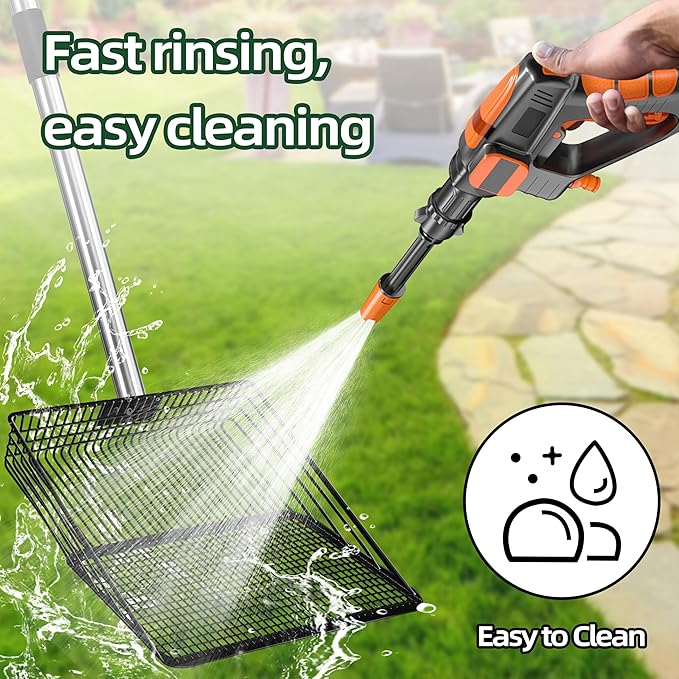 Jusoney 10" Upgrade and Reinforcement Stainless Steel Manure Scoop w/4-in-1 Adjustable Handle (36.6"-62"), Ergonomic Sifter Shovel for Chicken Coop, Cat Litter, Pet Waste Cleaning Tools