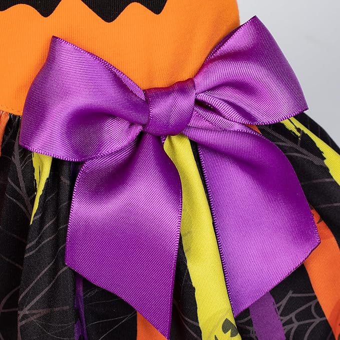 Fitwarm Halloween Pumpkin Dog Dress, Funny Dog Halloween Costumes, Doggy Clothes for Small Dogs Girl, Pet Apparel, Orange, Black, Purple, Medium
