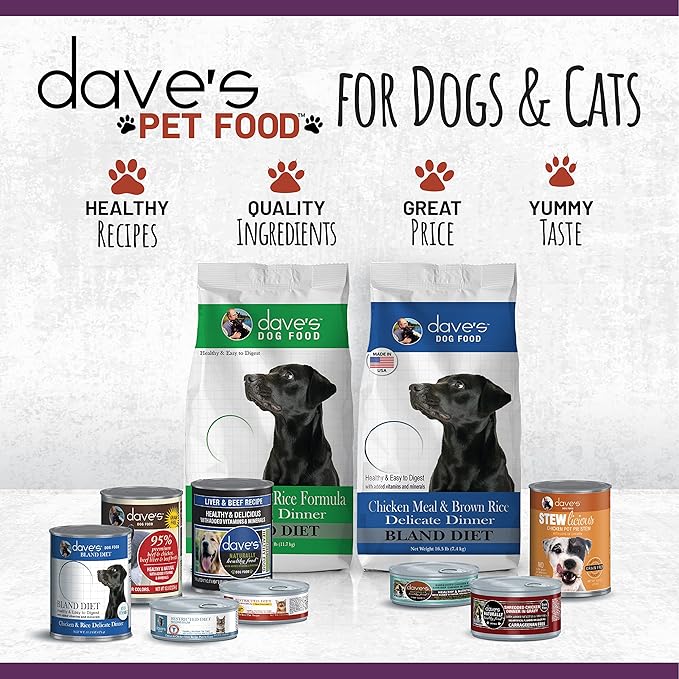 Dave's Pet Food Grain Free Wet Cat Food (Chicken & Lamb Dinner Pate), Made in Canada Naturally Healthy Canned Cat Food, Added Vitamins & Minerals, Wheat & Gluten-Free, 5.5 oz Cans (Case of 24)
