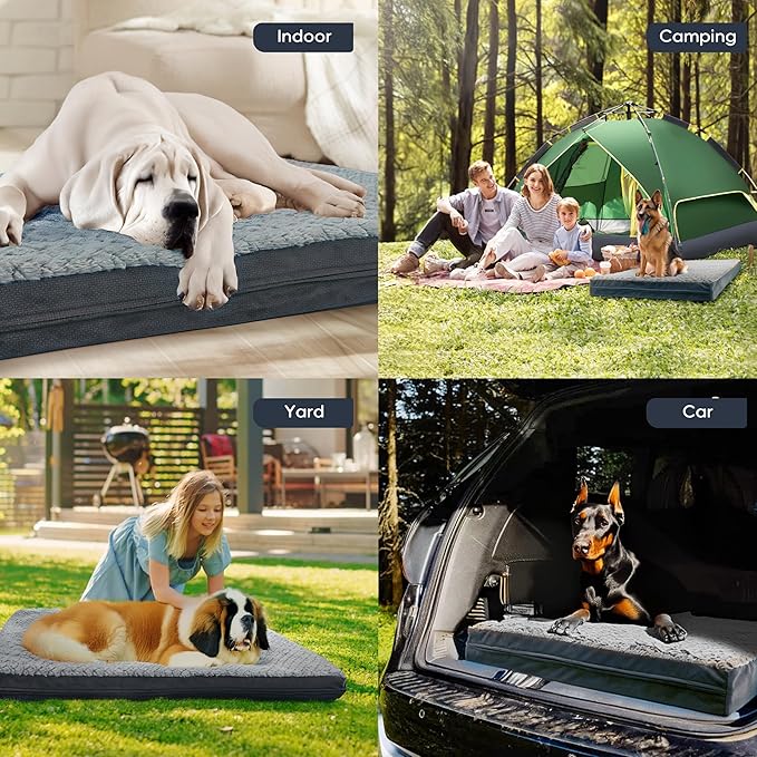 Sytopia Washable 44" Dog Bed for Large Dogs – Double-Sided Plush, Waterproof, Removable Cover, Thick Orthopedic Support, Durable Multi- Size Comfort Clearance Indoor Flat Dog Bed