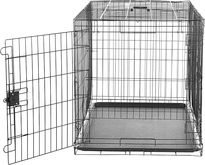 Amazon Basics Durable,Foldable Metal Wire Dog Crate with Tray, Double Door, 42 x 28 x 30 in, Black