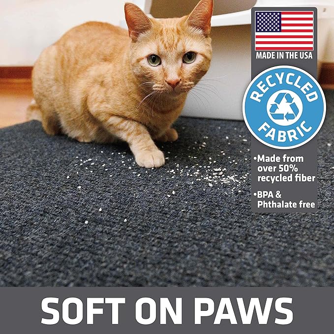 Drymate Jumbo XXL Cat Litter Trapping Mat, Traps Mess from Box, Waterproof Urine-Proof, Machine Washable, Ultra Soft on Paws & Absorbent, Kitten Supplies (USA Made, Recycled Content)(30x45)(Dark Grey)