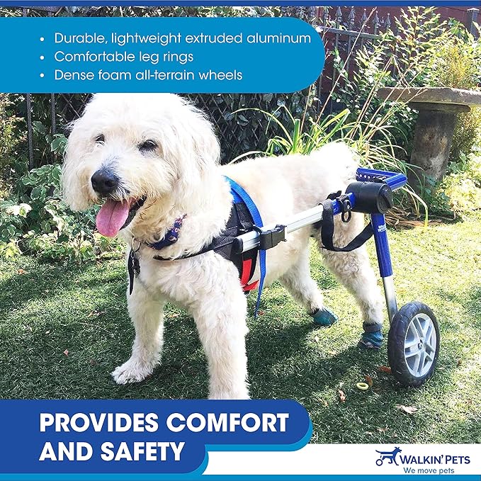 Walkin' Wheels Dog Wheelchair - for Medium Dogs 26-49 lbs - Veterinarian Approved - Dog Wheelchair for Back Legs