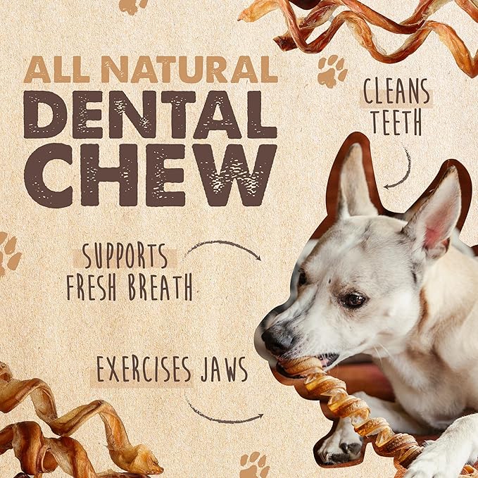 Mighty Paw Naturals Curly Bully Sticks for Dogs - Grass Fed Beef Dog Chews. Bully Sticks for Large Pets, Medium, Small Breeds. Lower Odor Treats for Small Pets. Single Ingredient 12”, 5 Pack