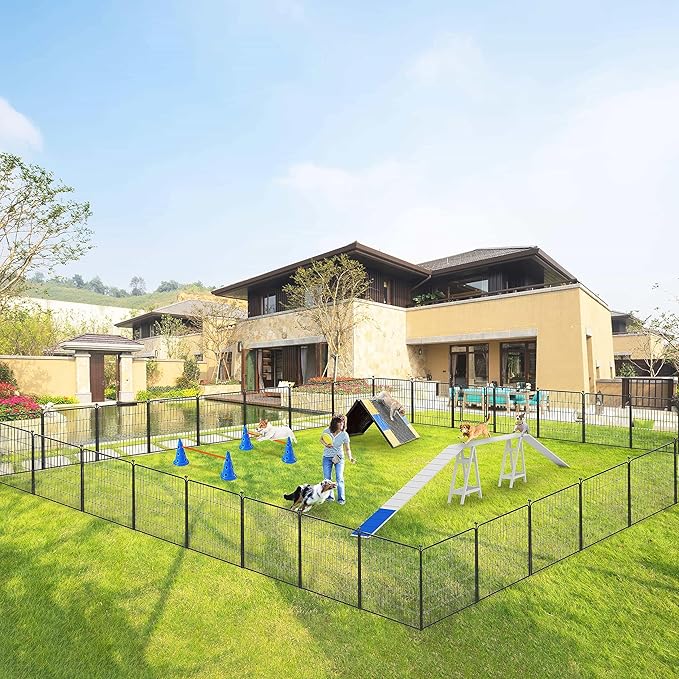 Dog Playpen 32 inch 40 Panels Indoor Outdoor Dog Pen for Medium/Small Dogs Heavy Duty Metal Dog Fence Outdoor for Yard, Puppy Playpen with Door Portable Pet Fence for RV Camping Yard