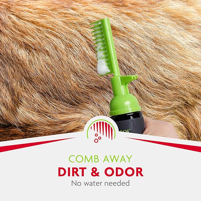 FURminator Tub-Free Deshedding Foam Comb, 3 Ounces, Grooming Comb for Dogs Helps Freshen Coat and Reduce Odors with No Rinsing