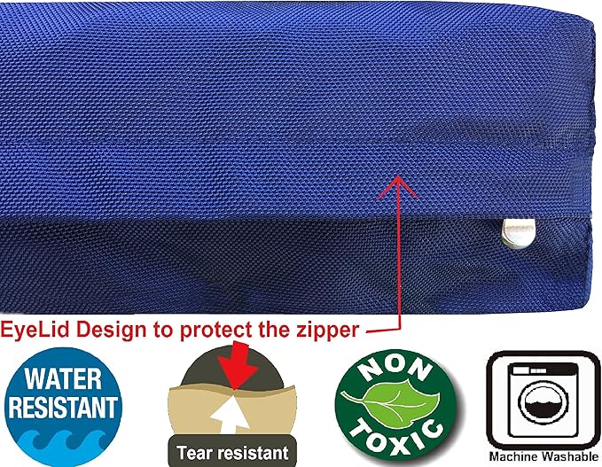 Dogbed4less Medium Orthopedic Dog Bed with Memory Foam for Pet, Waterproof Liner with Durable Nylon Blue External Cover, 35X20X4 Inches