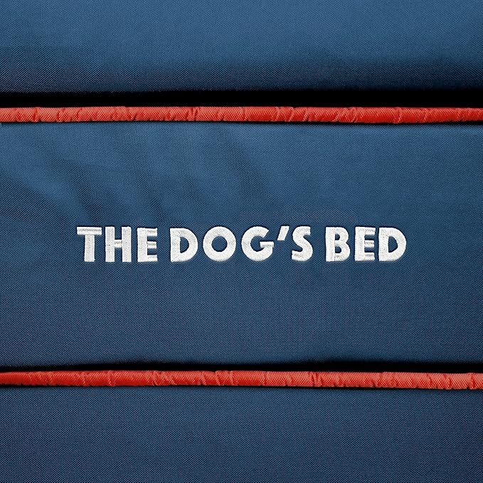 The Dog’s Bed, Medium Blue/Red 30x23.5, Memory Foam, Pain Relief: Arthritis, Hip & Elbow Dysplasia, Post Surgery, Lameness, Supportive, Calming, Waterproof Washable Cover, Veterinary Approved