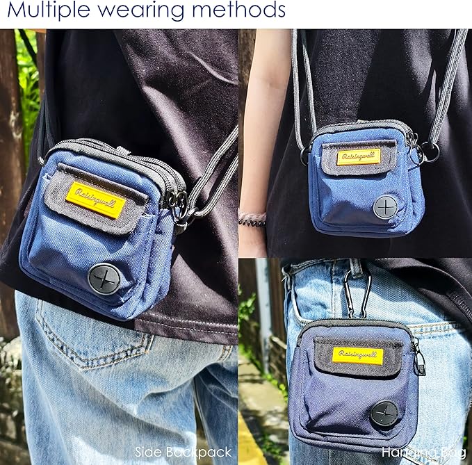 Dog Treat Pouch for Pet Walking and Training with Clicker, Poop Bags and Three Bags Design Small Fanny Zipper Pack Holder for Puppy Snack Dispenser Kit for Leash and Outdoor Use (Orange)