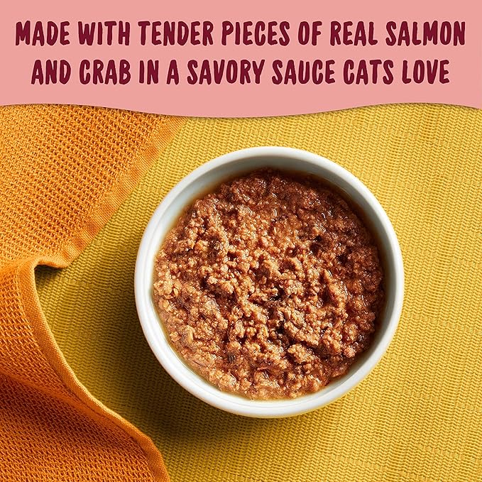 Meow Mix Tenders in Sauce Wet Cat Food, Salmon & Crab, 2.75 Ounce Cup (Pack of 12)