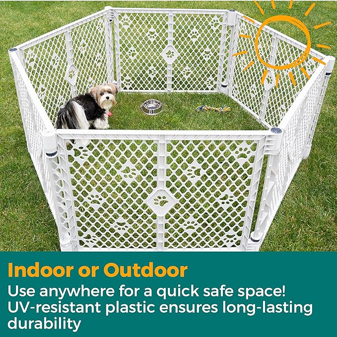 MYPET 6-Panel Paws Petyard, Gray Dog Playpen, Durable & UV-Resistant Puppy Playpen, Indoor/Outdoor Portable Dog Pen, Adjustable for Your Pet's Comfort, Friendly Design for Happy Pets