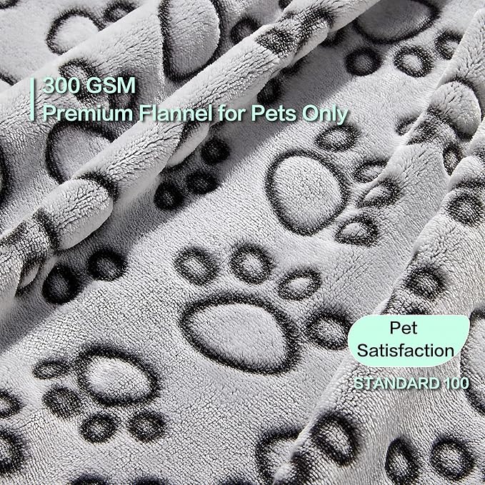 Stuffed Premium Soft Dog Couch Blanket, with Flannel Cute Paw Print, 30 * 70 inches, Cat Blanket Puppy Supplies Dog Products Stuff Essentials, Gray