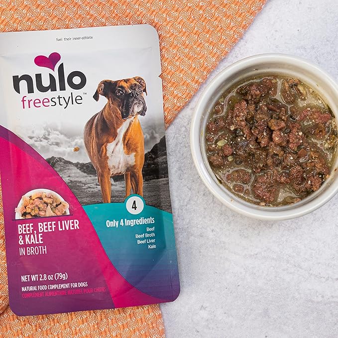 Nulo Freestyle Beef, Beef Liver, & Kale in Broth Real Meat Dog Food Topper, 2.8 Ounce (Pack of 24)