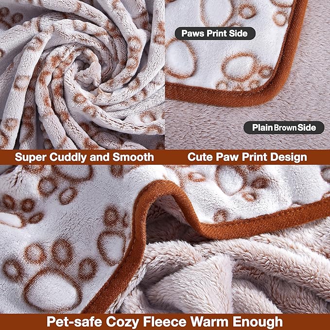 Stuffed Brown Soft Dog Blanket for French Bulldog Gifts, 32x40 inches, Premium Brown Flannel Fleece Blanket, Newborn Puppy Kitten Boy Essentials