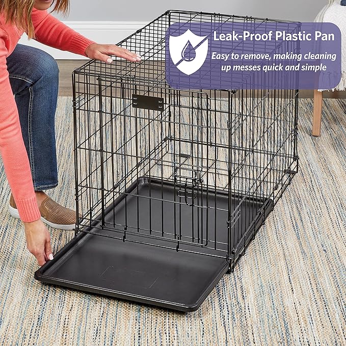MidWest Homes for Pets 22-Inch iCrate Folding Dog Crate with Divider Panel, Leak-Proof Tray & Secure Latches – Metal Wire Kennel for XS Breeds – Portable, Durable & Easy to Assemble