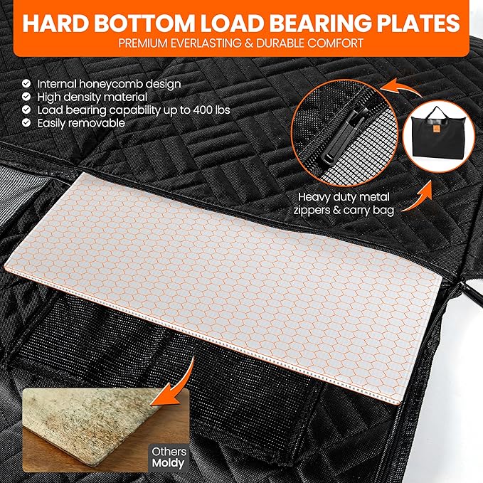 Dog Back Seat Cover Hard Bottom - 2025 Upgraded Materials - 6.4mm Support Boards Holds 400lbs - Waterproof Dog Hammock for Car, SUV & Truck - Pet Seat Cover for Back Seat - Backseat Extender for Dogs
