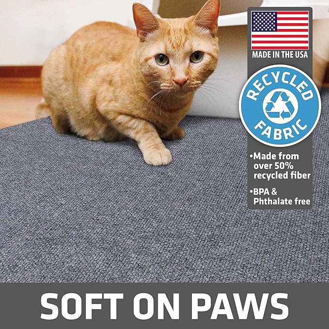 Drymate Corner Cat Litter Trapping Mat (Ridged Design), Traps Mess from Box, Protects Floors, Urine-Proof, Machine Washable, Soft on Kitty Paws, Absorbent, Waterproof (USA Made, Recycled Content)