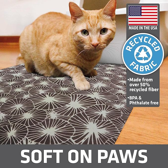 Drymate Original Cat Litter Mat, Contains Mess from Box, Protects Floors, Urine-Proof, Machine Washable, Soft on Kitty Paws, Absorbent, Waterproof (USA Made, Recycled Content) (20”x28”)(Kahopo Grey)