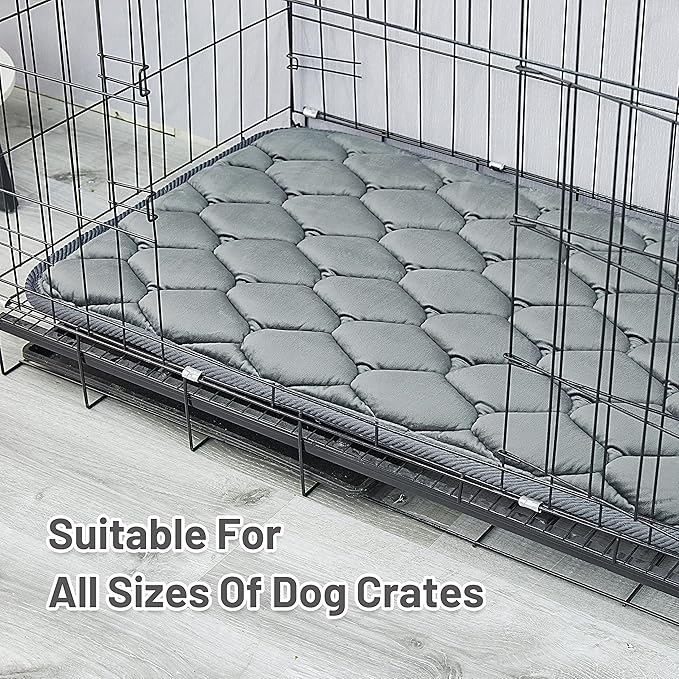 Dog Crate Mats,Soft Kennel Pads Washable with Anti-Slip Bottom,Dog Kennel Pads for Sleeping,Pets Mattress Cat Dog Beds for Large Medium Dogs(29x18,Grey)