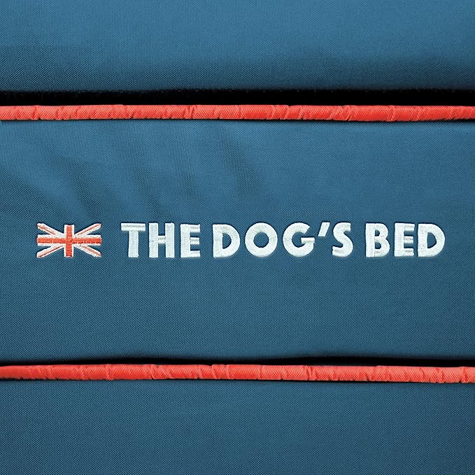 The Dog’s Bed Orthopedic Memory Foam Dog Bed, Large Blue Oxford with Red Trim UK Flag, Pain Relief for Arthritis, Hip & Elbow Dysplasia, Post Surgery, Supportive, Calming, Waterproof Washable